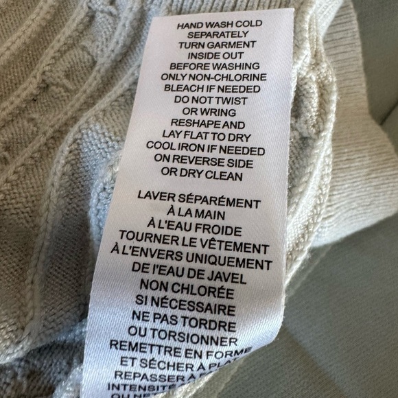 NWT Elie Tahari 3/4 Puff Sleeve CableKnit Sweater XS Spring Casual Neutral Muted - Picture 5 of 6